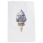 Lavendel Lila Ice Creme Cones Birthday Mittlere Geschenktüte (Vorderseite)