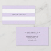 Lavendel Lila Imitate Linen Streifen Muster Modern Visitenkarte (Vorne/Hinten)