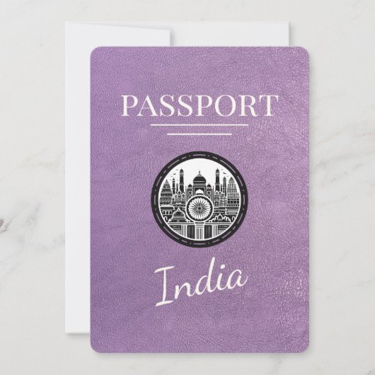 Lavendel Lila India Passport Save the Date (Vorderseite)