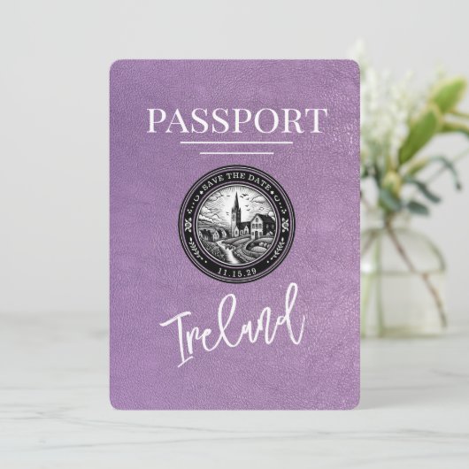 Lavendel Lila Ireland Pass Save the Date (Stehend Vorderseite)