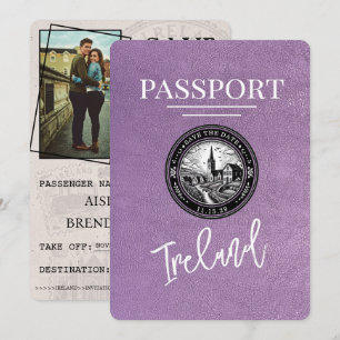 Lavendel Lila Irland Reisepass Save The Date