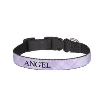 Lavendel-lila kariertes Name-Hundehalsband