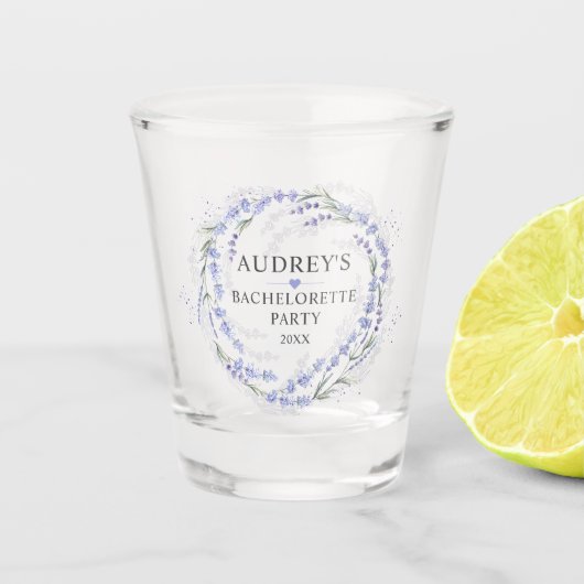 Lavendel Lila Kreath Junggeselinnen-Abschied Schnapsglas (Vorderseite)