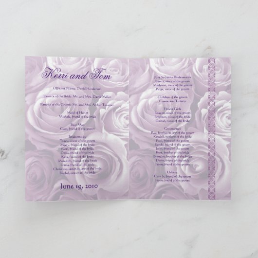 LAVENDEL LILA kundengebundenes Wedding Programm (Innenseite)