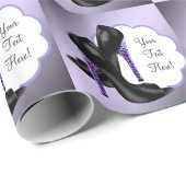 Lavendel Lila Leopard High Heel Schuhcreme Geschenkpapier (Rolleneckpunkt)