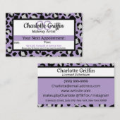 Lavendel Lila Leopard Lash & Makeup Ernennung Visitenkarte (Vorne/Hinten)