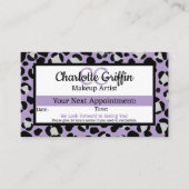 Lavendel Lila Leopard Lash & Makeup Ernennung Visitenkarte (Vorderseite)