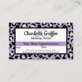 Lavendel Lila Leopard Lash & Makeup Ernennung Visitenkarte