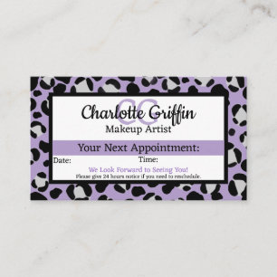 Lavendel Lila Leopard Lash & Makeup Ernennung Visitenkarte