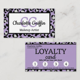 Lavendel Lila Leopard Print Lash Makeuty Visitenkarte