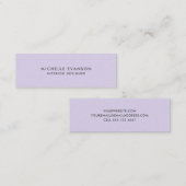 Lavendel Lila Linen Minimalistisch Beruflich Mini Visitenkarte (Vorne/Hinten)