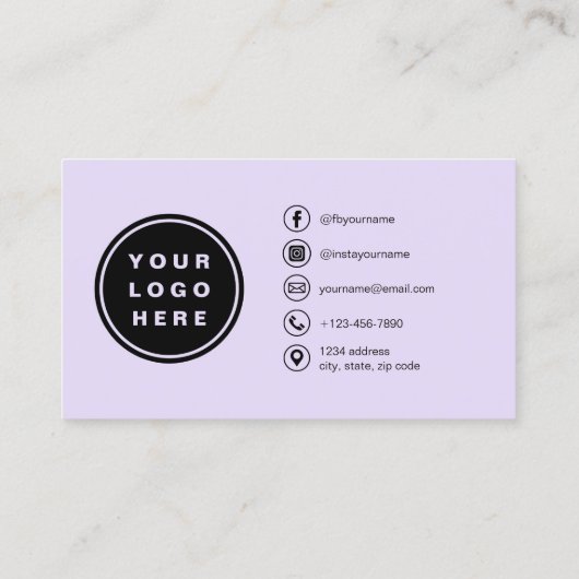 Lavendel Lila Minimalistisches Foto mit QR Code Visitenkarte (Rückseite)