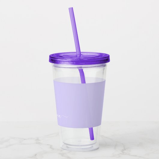 Lavendel Lila Modern Script Girly Monogram Name Acryltrinkbecher (Links)