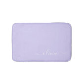 Lavendel Lila Modern Script Girly Monogram Name Badematte (Vorderseite)