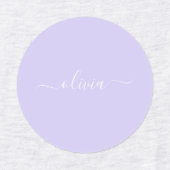 Lavendel Lila Modern Script Girly Monogram Name Etiketten (Design 1)
