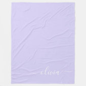 Lavendel Lila Modern Script Girly Monogram Name Fleecedecke (Vorderseite)