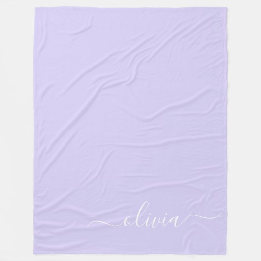 Lavendel Lila Modern Script Girly Monogram Name Fleecedecke (Vorderseite)