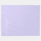 Lavendel Lila Modern Script Girly Monogram Name Fleecedecke (Vorderseite (Horizontal))