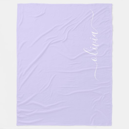 Lavendel Lila Modern Script Girly Monogram Name Fleecedecke (Vorderseite)