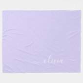 Lavendel Lila Modern Script Girly Monogram Name Fleecedecke (Vorderseite (Horizontal))
