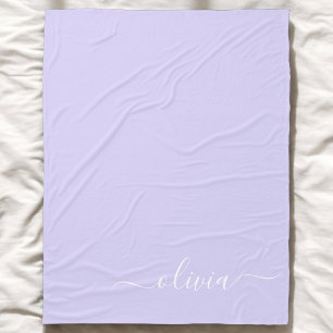 Lavendel Lila Modern Script Girly Monogram Name Fleecedecke