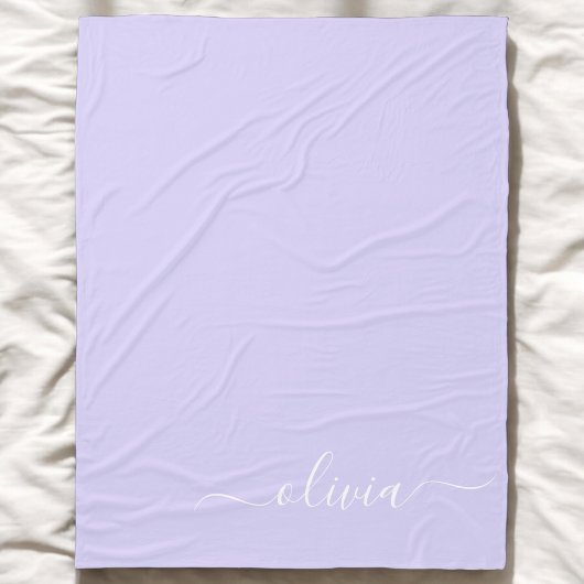 Lavendel Lila Modern Script Girly Monogram Name Fleecedecke