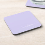 Lavendel Lila Modern Script Girly Monogram Name Getränkeuntersetzer<br><div class="desc">Starten Sie die Untersetzer für Lila einfache Skriptmonogramm-Namenspapiere. Dies macht den perfekten Abschluss,  Geburtstag,  Hochzeit,  Brautparty,  Jubiläum,  Babydusche oder Junggeselinnen-Abschied Geschenk für jemanden,  die Lieben glamourösen Luxus und schicke Stile.</div>