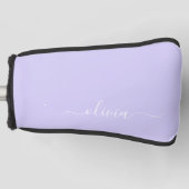 Lavendel Lila Modern Script Girly Monogram Name Golf Headcover (Vorderseite)
