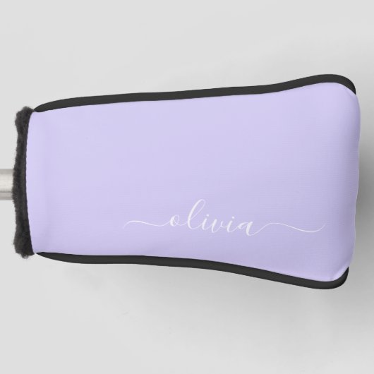 Lavendel Lila Modern Script Girly Monogram Name Golf Headcover (Vorderseite)