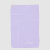 Lavendel Lila Modern Script Girly Monogram Name Golfhandtuch (Vorderseite)