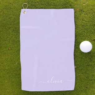 Lavendel Lila Modern Script Girly Monogram Name Golfhandtuch