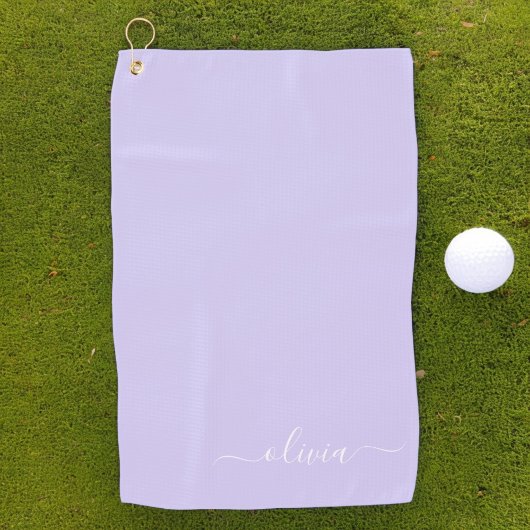 Lavendel Lila Modern Script Girly Monogram Name Golfhandtuch