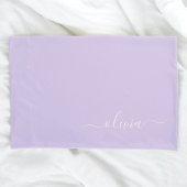 Lavendel Lila Modern Script Girly Monogram Name Kissenbezug