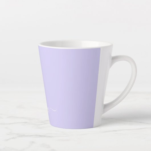 Lavendel Lila Modern Script Girly Monogram Name Milchtasse (Rechts)