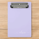 Lavendel Lila Modern Script Girly Monogram Name Mini Klemmbrett<br><div class="desc">Lavender Lila Name Planning Zwischenablage. Das macht den perfekten 16 Geburtstag,  Hochzeit,  Brautparty,  Jubiläum,  Babydusche oder Junggeselinnen-Abschied Geschenk für jemanden,  der Lieben glamourösen Luxus und schicke Stile.</div>