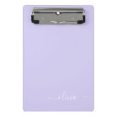 Lavendel Lila Modern Script Girly Monogram Name Mini Klemmbrett (Vorderseite)
