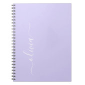 Lavendel Lila Modern Script Girly Monogram Name Notizblock (Vorderseite)