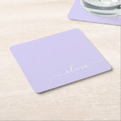 Lavendel Lila Modern Script Girly Monogram Name Rechteckiger Pappuntersetzer (angewinkelt)