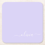 Lavendel Lila Modern Script Girly Monogram Name Rechteckiger Pappuntersetzer<br><div class="desc">Starten Sie die Untersetzer für Lila einfache Skriptmonogramm-Namenspapiere. Dies macht den perfekten Abschluss,  Geburtstag,  Hochzeit,  Brautparty,  Jubiläum,  Babydusche oder Junggeselinnen-Abschied Geschenk für jemanden,  die Lieben glamourösen Luxus und schicke Stile.</div>