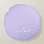 Lavendel Lila Modern Script Girly Monogram Name Rundes Kissen<br><div class="desc">Lavender Lila einfache Skript Monogram Name Pouf Kissen. Das Kissen macht den perfekten 16 Geburtstag,  Hochzeit,  Brautparty,  Babydusche oder Junggeselinnen-Abschied Geschenk für jemanden,  der sein Zimmer in Rose Gold dekoriert.</div>