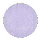 Lavendel Lila Modern Script Girly Monogram Name Schneidebrett (Vorderseite)
