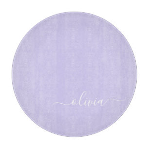 Lavendel Lila Modern Script Girly Monogram Name Schneidebrett