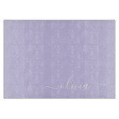 Lavendel Lila Modern Script Girly Monogram Name Schneidebrett (Vorderseite)