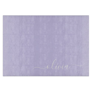 Lavendel Lila Modern Script Girly Monogram Name Schneidebrett