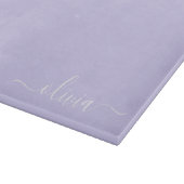 Lavendel Lila Modern Script Girly Monogram Name Schneidebrett (Ecke)
