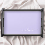 Lavendel Lila Modern Script Girly Monogram Name Serviertablett<br><div class="desc">Lavender Lila Simple Script Monogram Name Place Serviertablett. Dies macht den perfekten Abschluss,  Geburtstag,  Hochzeit,  Brautparty,  Jubiläum,  Babydusche oder Junggeselinnen-Abschied Geschenk für jemanden,  die Lieben glamourösen Luxus und schicke Stile.</div>