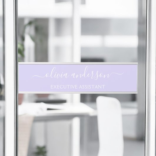 Lavendel Lila Modern Script Girly Monogram Name Türschild