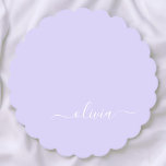 Lavendel Lila Modern Script Girly Monogram Name Untersetzer<br><div class="desc">Starten Sie die Untersetzer für Lila einfache Skriptmonogramm-Namenspapiere. Dies macht den perfekten Abschluss,  Geburtstag,  Hochzeit,  Brautparty,  Jubiläum,  Babydusche oder Junggeselinnen-Abschied Geschenk für jemanden,  die Lieben glamourösen Luxus und schicke Stile.</div>