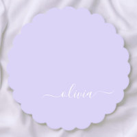 Lavendel Lila Modern Script Girly Monogram Name