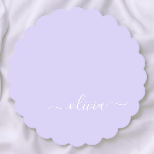 Lavendel Lila Modern Script Girly Monogram Name Untersetzer